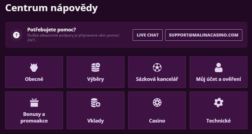 Malina Casino Customer Service