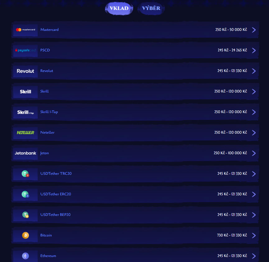 Spinight Casino Payment Methods