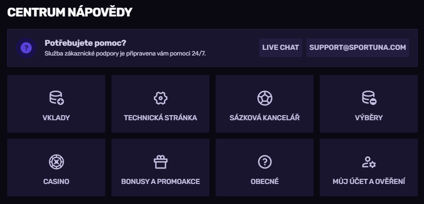 Sportuna Casino Help