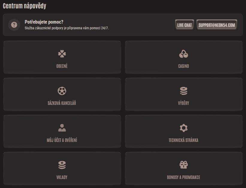 Neon54 Casino Help Centre