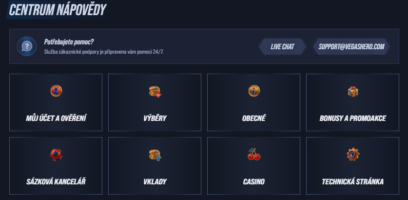 VegasHero Casino Help