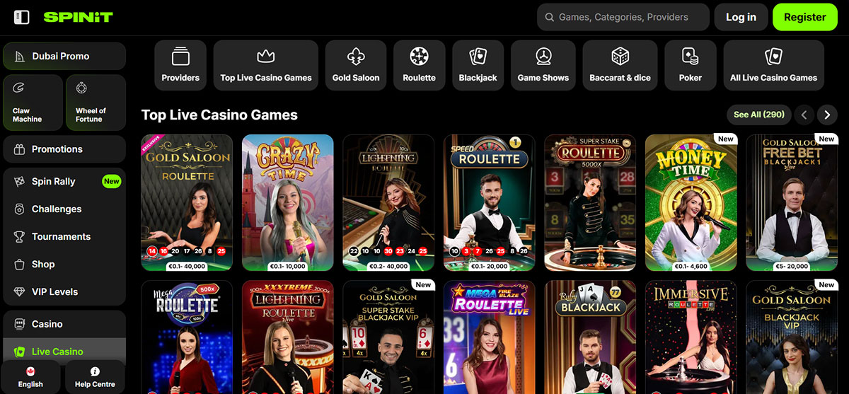 SpinIt živé casino