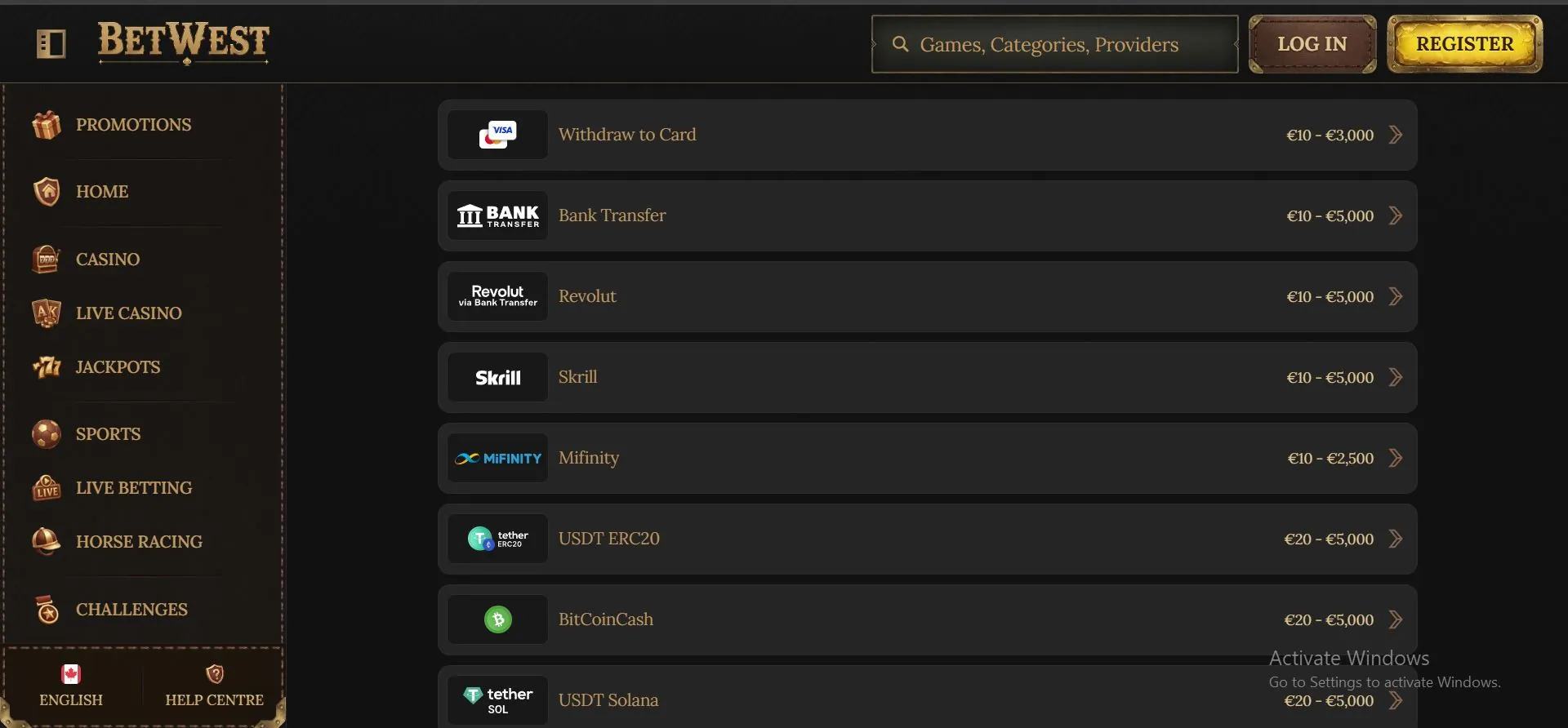 betwest casino withdrawals