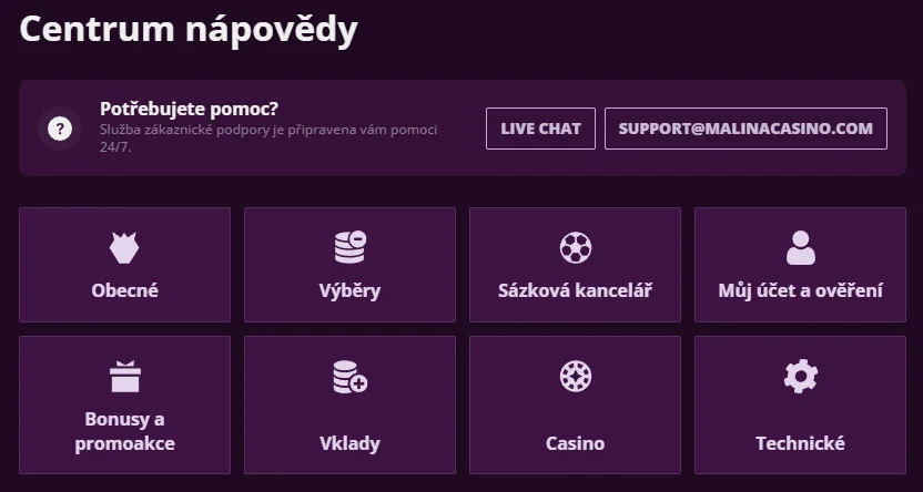 Malina Casino Customer Service