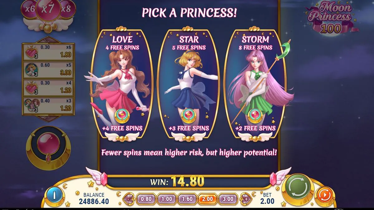 Moon Princess 100 bonusová funkce 1