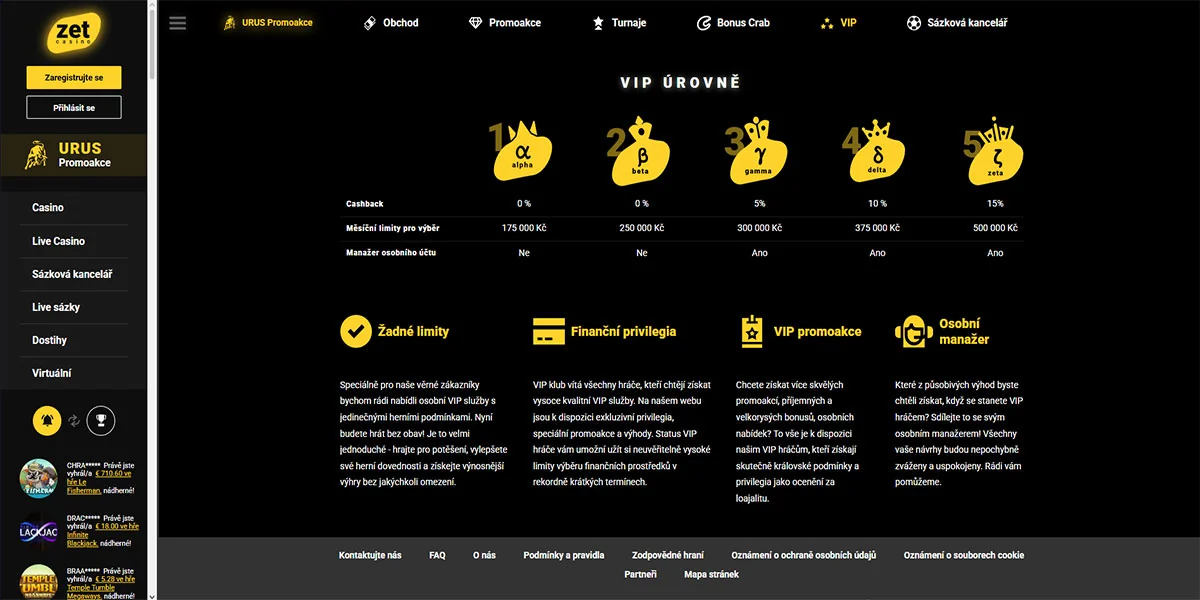 Zet Casino VIP Program