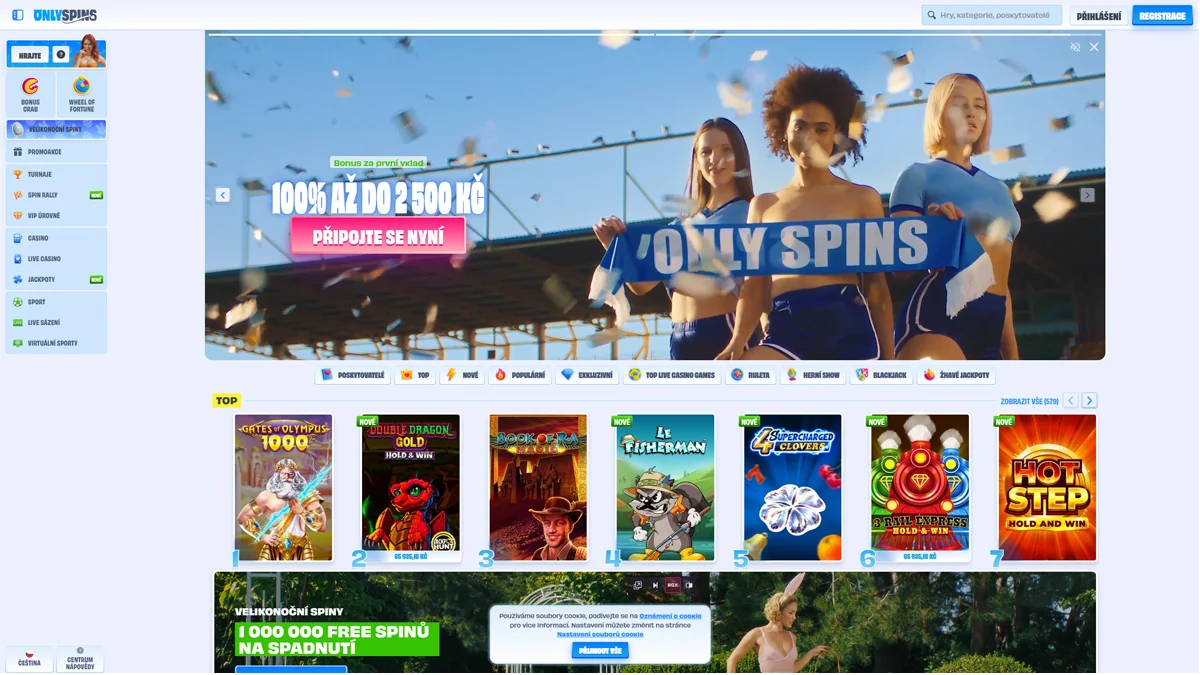 OnlySpins Casino Home Screen