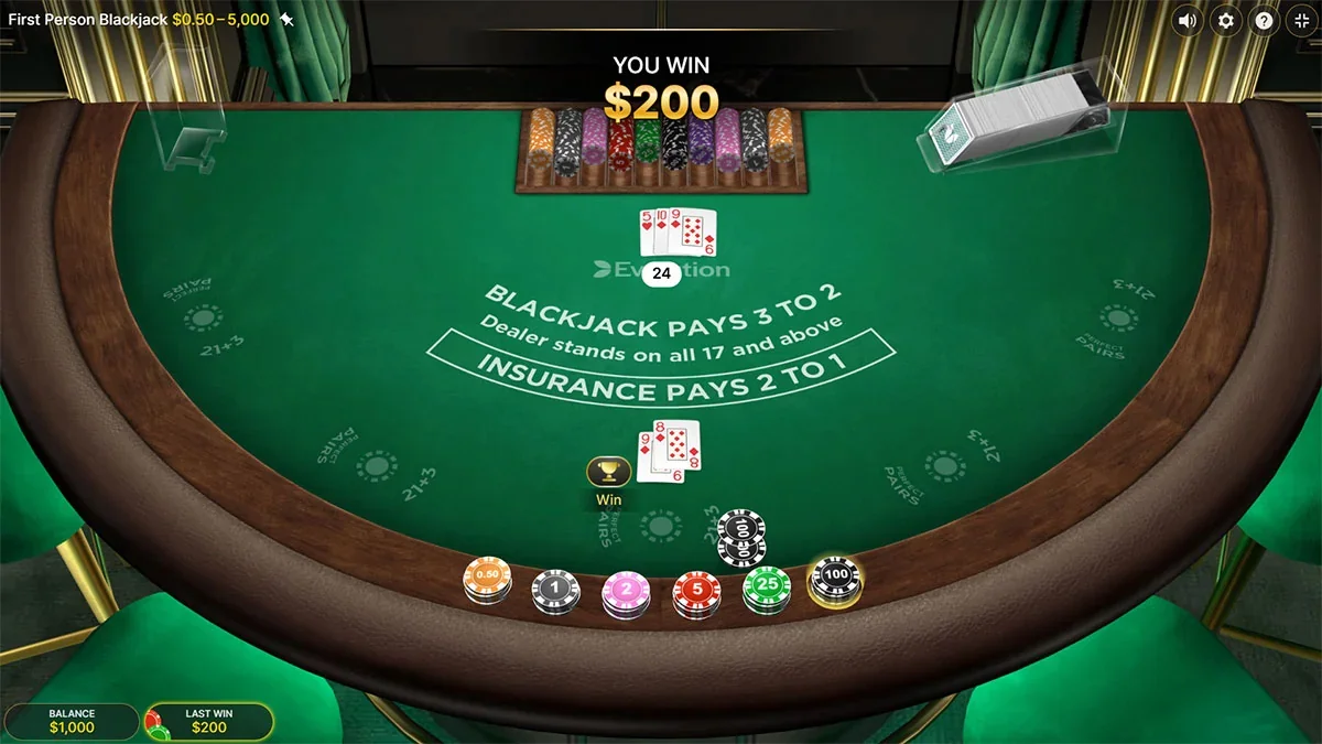Live Blackjack Win