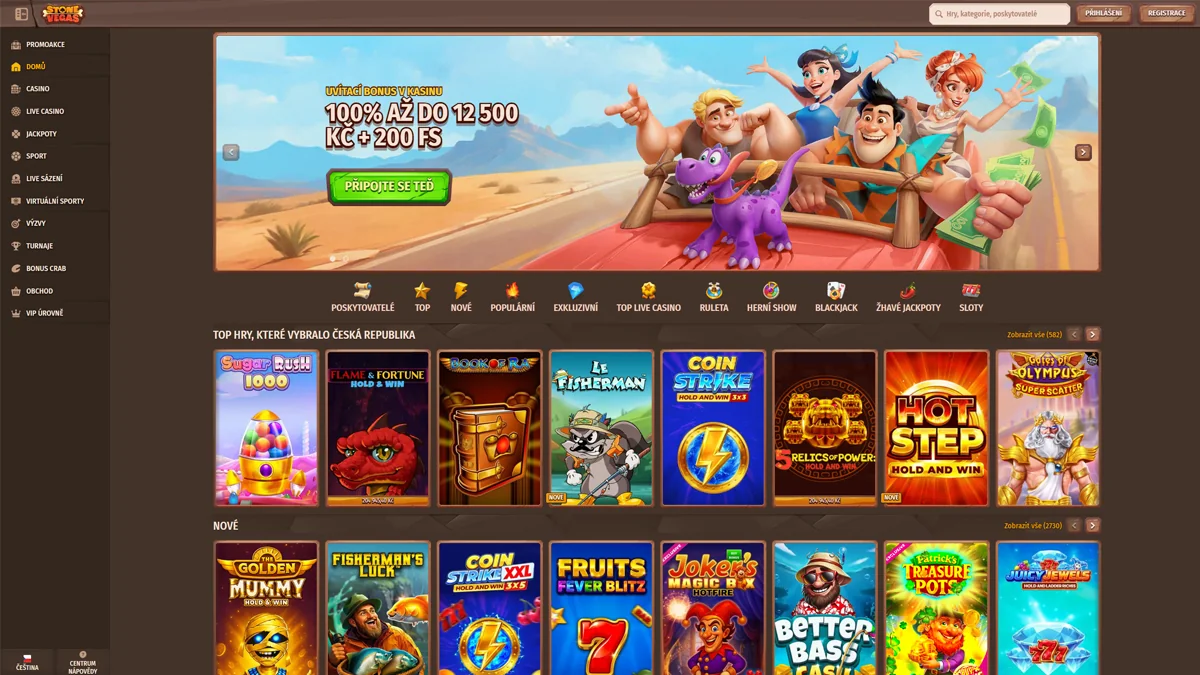 StoneVegas Casino Homescreen