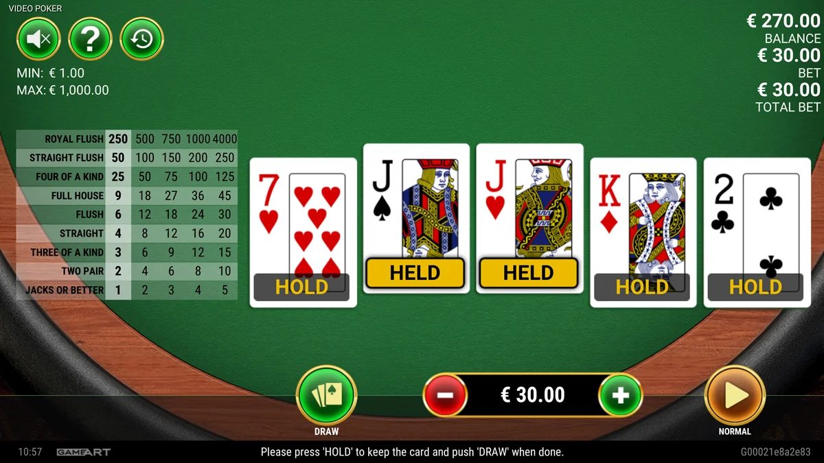 Video pokerbase-play
