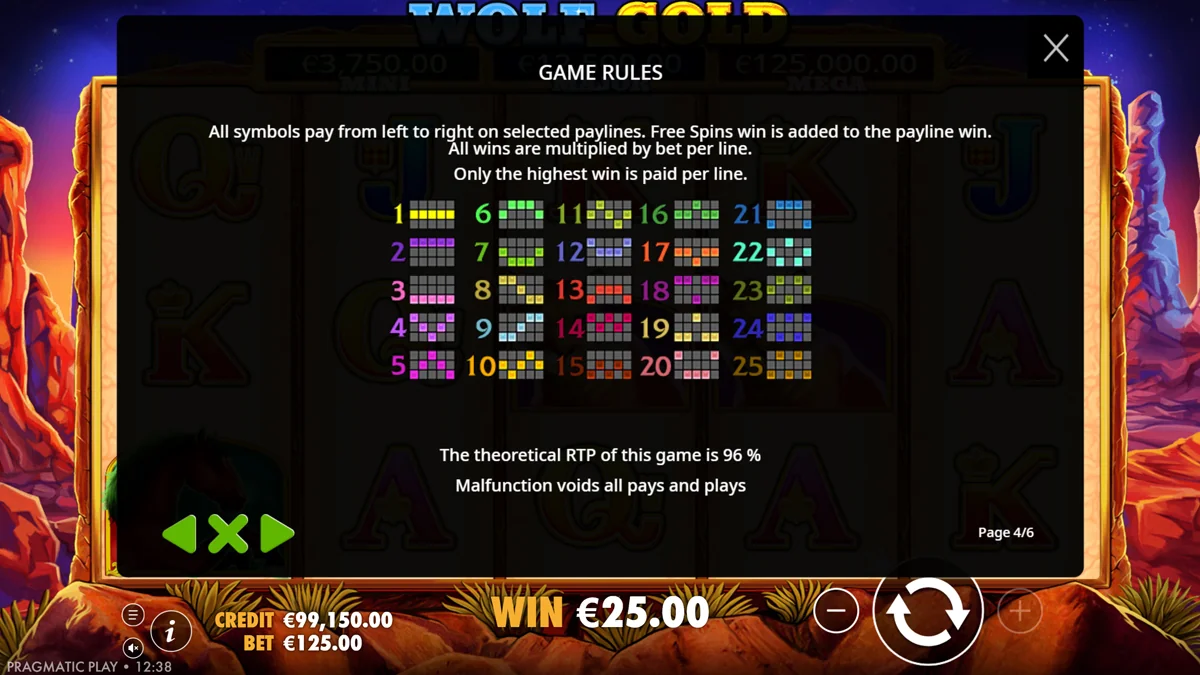 Wolf Gold Paylines
