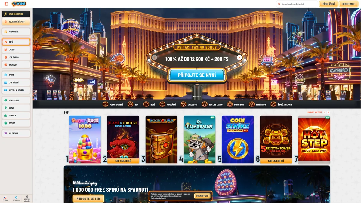 Wyns Casino Home Screen