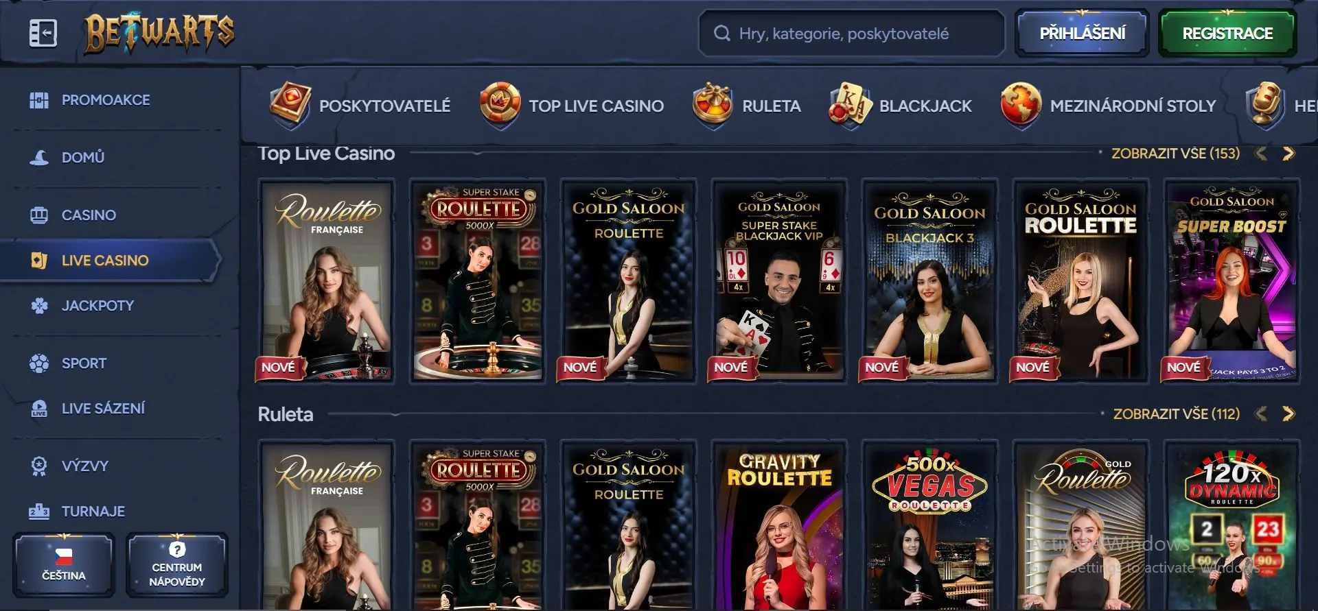 betwarts casino live games